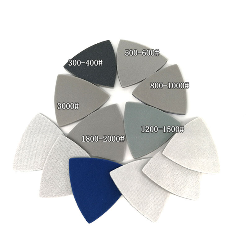 Flocking Triangles Sandpaper 90mm Wet And Dry Hook And Loop P60~P10000 Grit