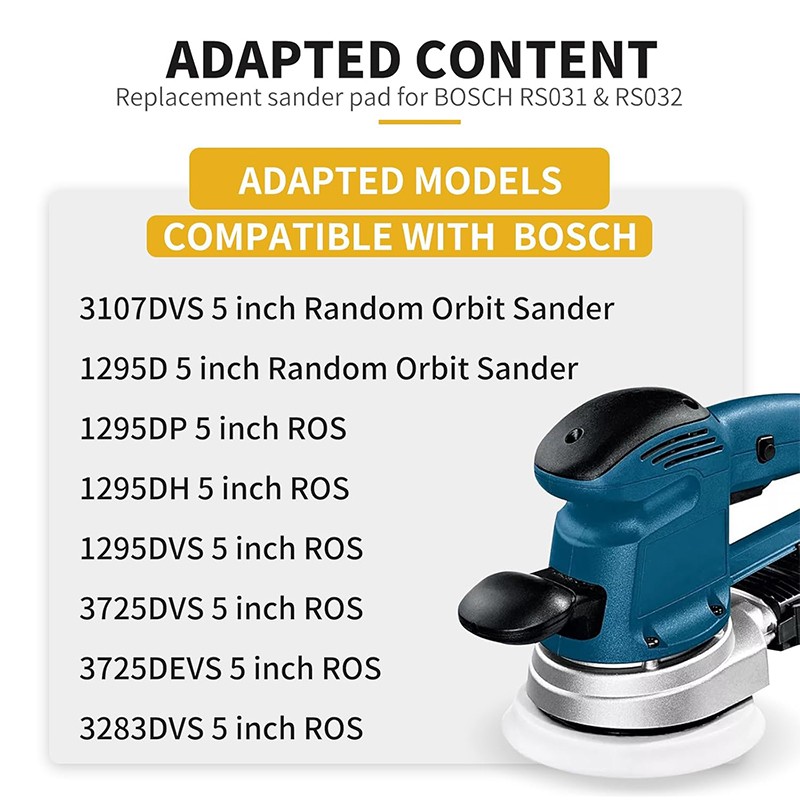 2X 5″ 8-Hole Hook&Loop Sander Pad For Bosch RS032 RS031 3107DVS 3725DVS 3725DEVS
