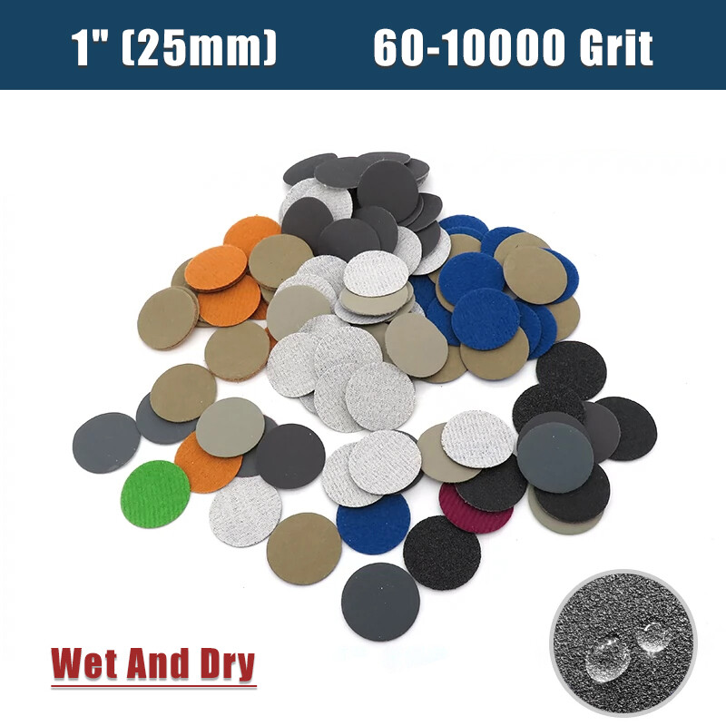1″ (25mm) Wet And Dry Sanding Disc Flocking Round Sandpaper Pads 60-10000 Grit