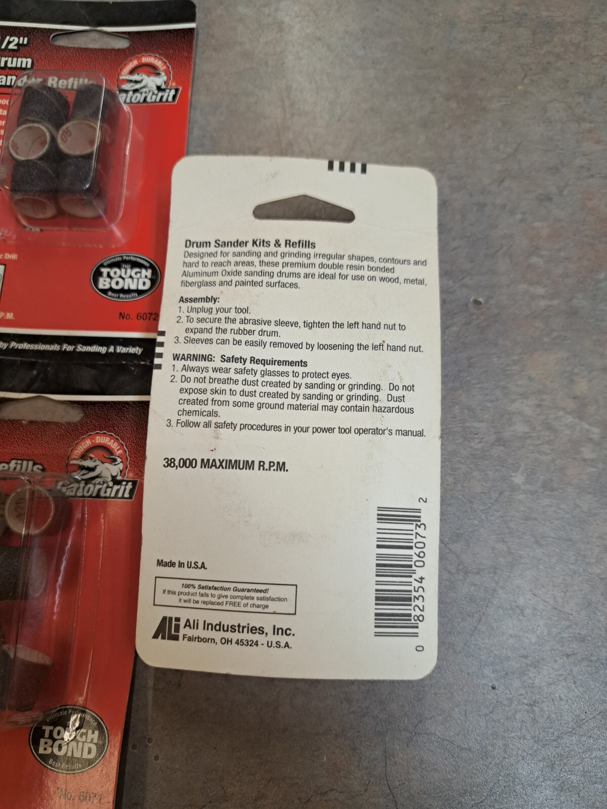 Lot of 5 6 packs of 1/2″ Drum Sander Refills GatorGrit 50, 2-80 & 2-120 Grit
