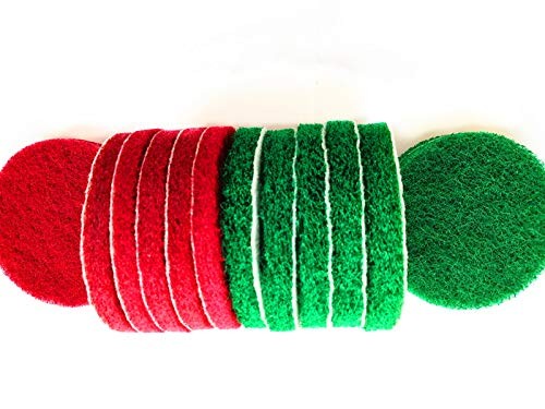 20 Pieces Scrub Pads Drill Power Brush Tile Scrubber 4 Inch, Red Green