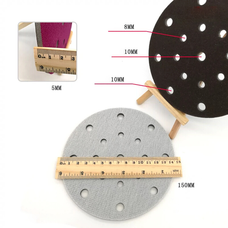 6″ 150mm 17 Hole Wet And Dry Sponge Red Sandpaper Sanding Disc 300-2000 Grit