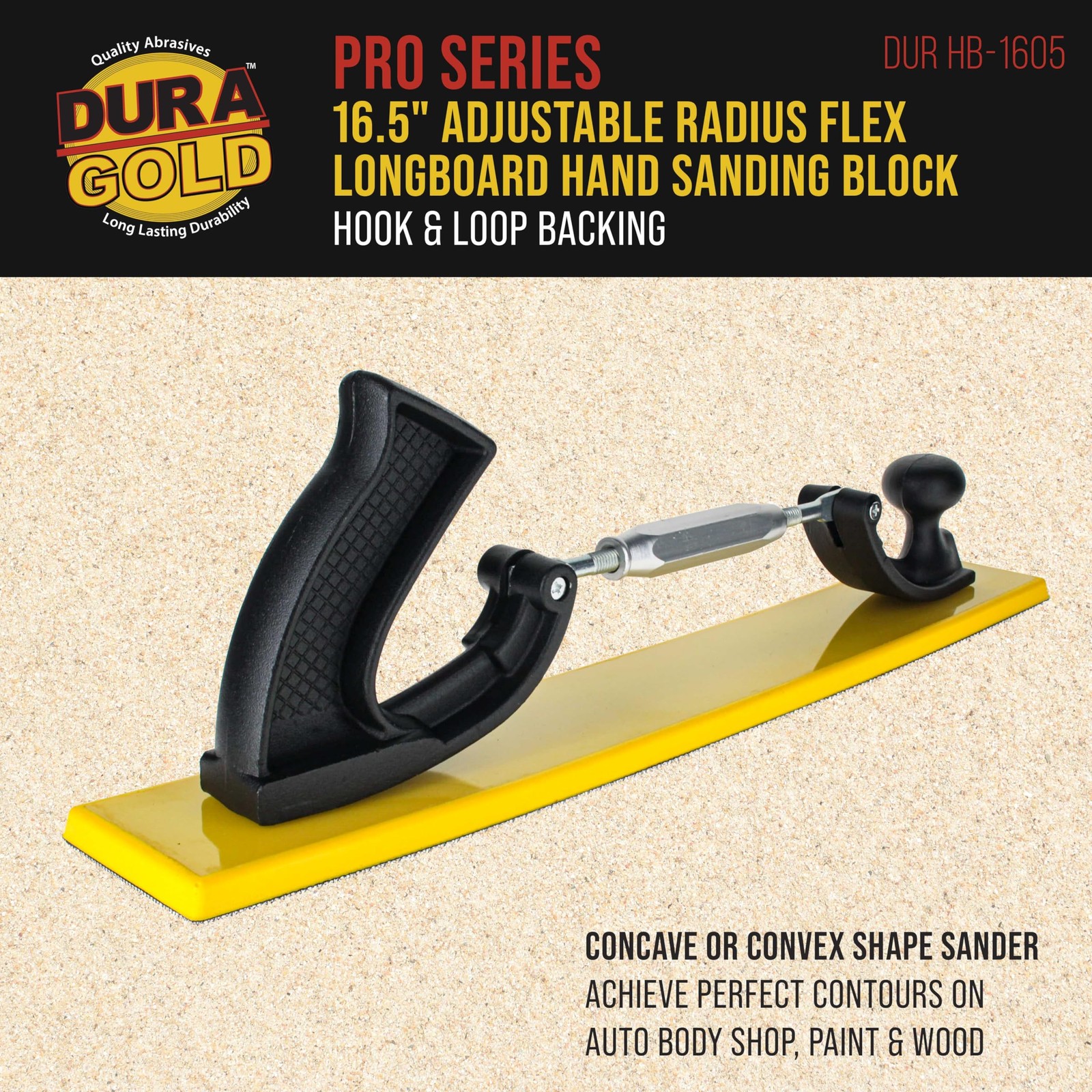 .5 Adjustable Radius Flex Longboard Hand Sanding Block, Hook & Loop Backing