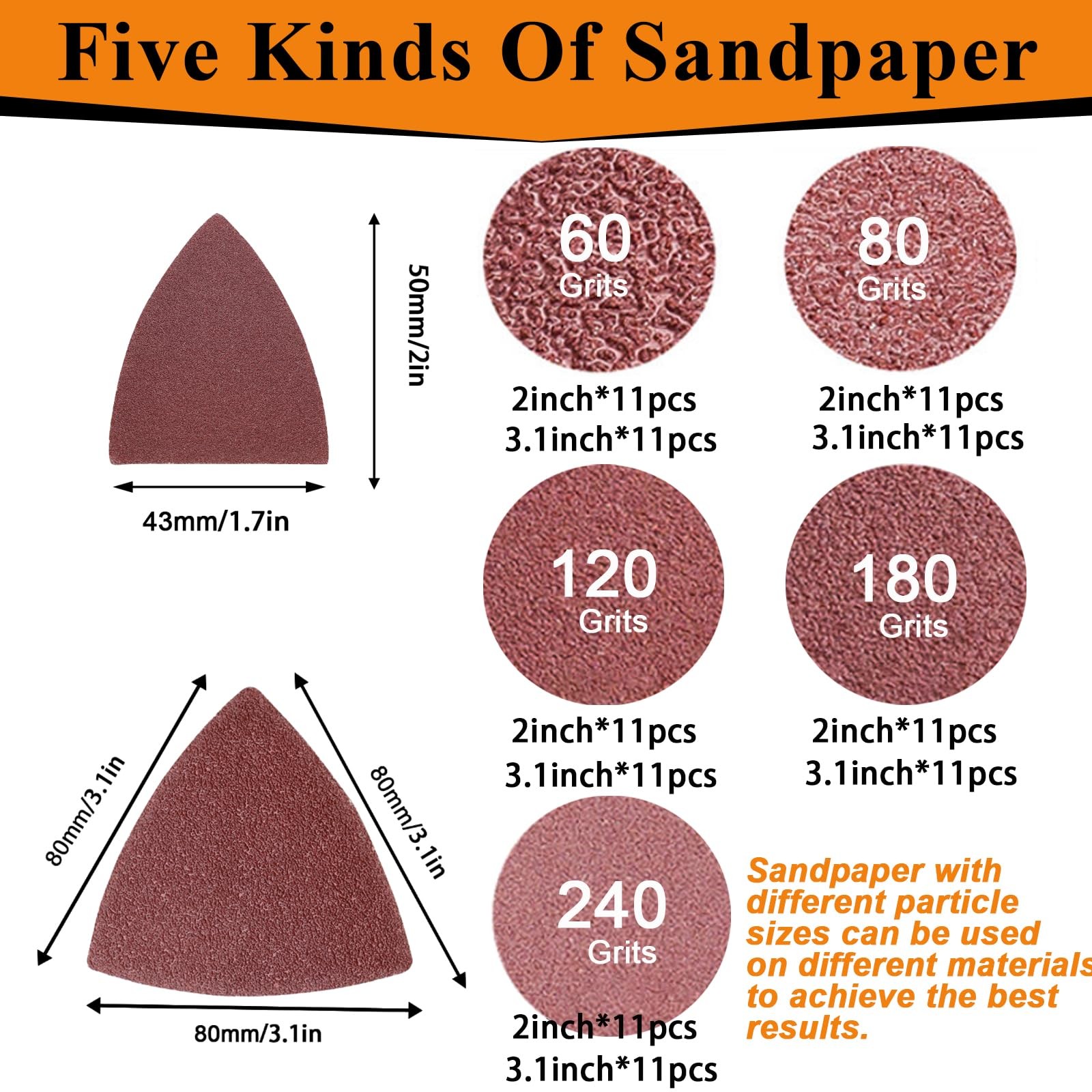 114Pcs Oscillating Tool Sanding Pads Kit 2Pcs Triangle Sanding Pads and 2Pcs …