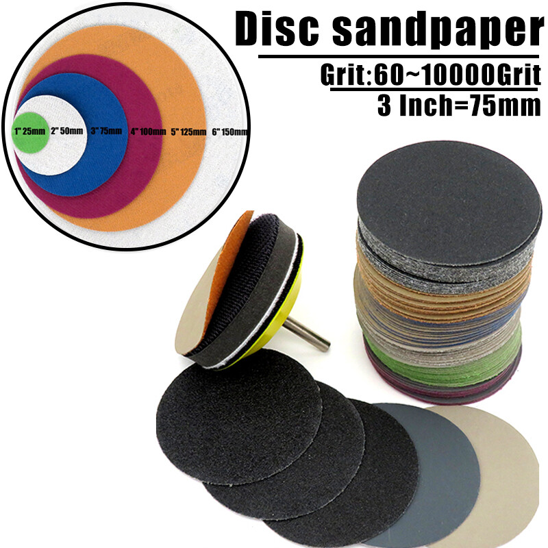 Waterproof Sanding Discs Hook Loop Sandpaper Wet & Dry 60-10000 Grit 3 Inch 75mm