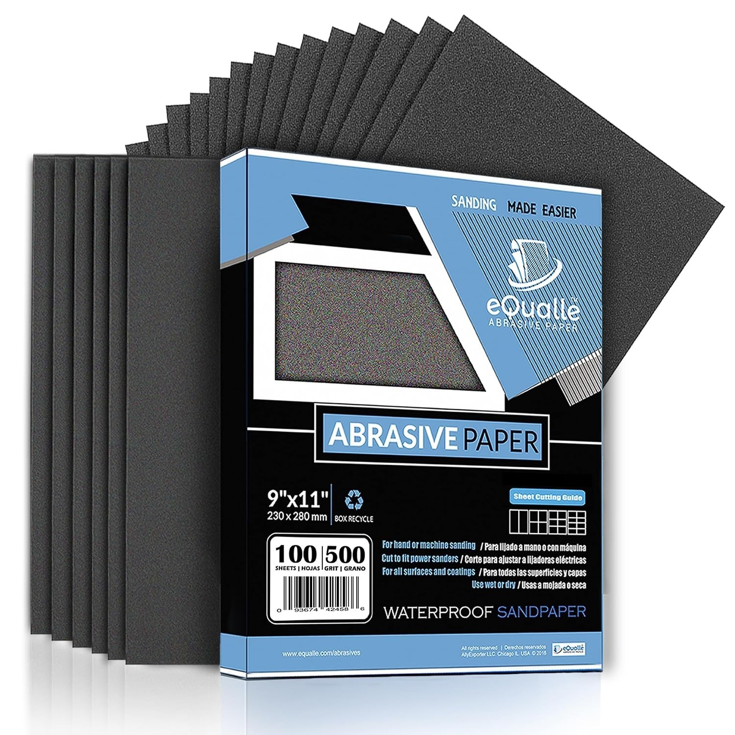 Sandpaper Bulk Pack 220 Grit 9×11 Sheets 100 Count Silicon Carbide for Wood