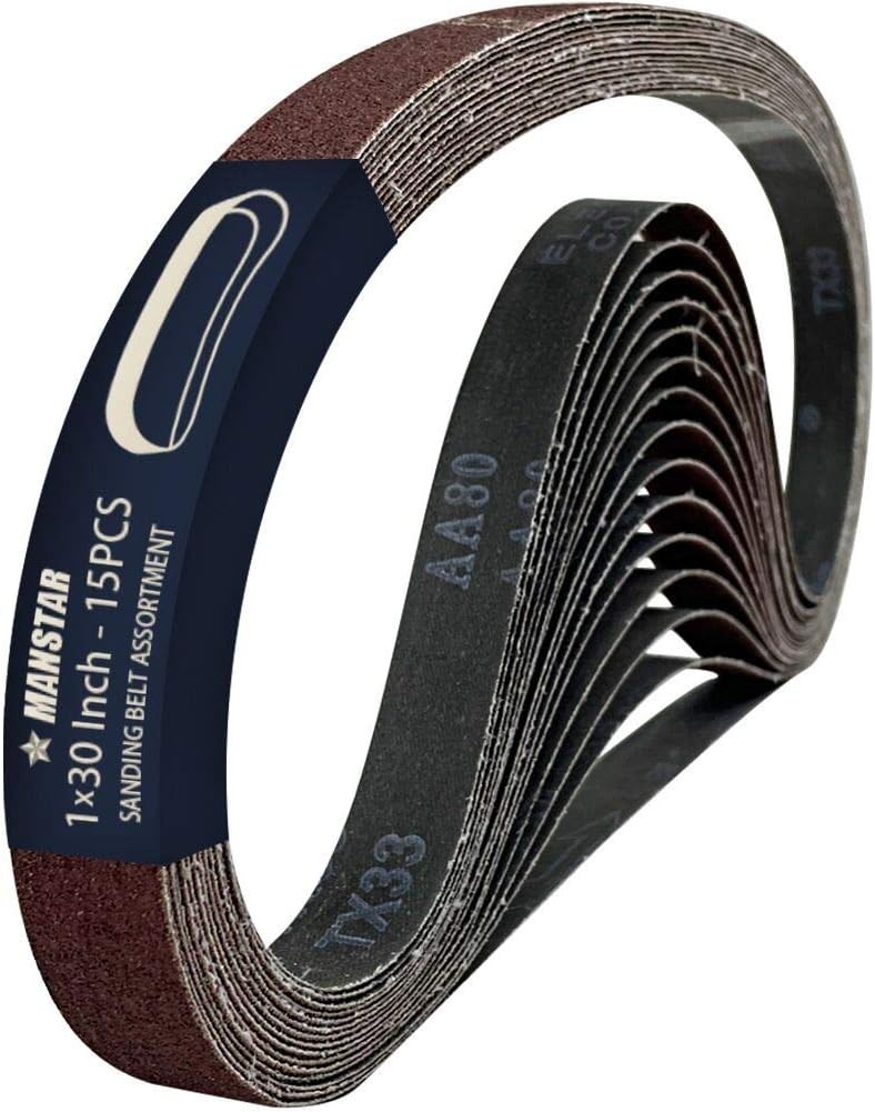 15 Pcs 1 x 30 Inch Assorted Aluminum Oxide Sanding Belt,80/120/150/240/400 Grit