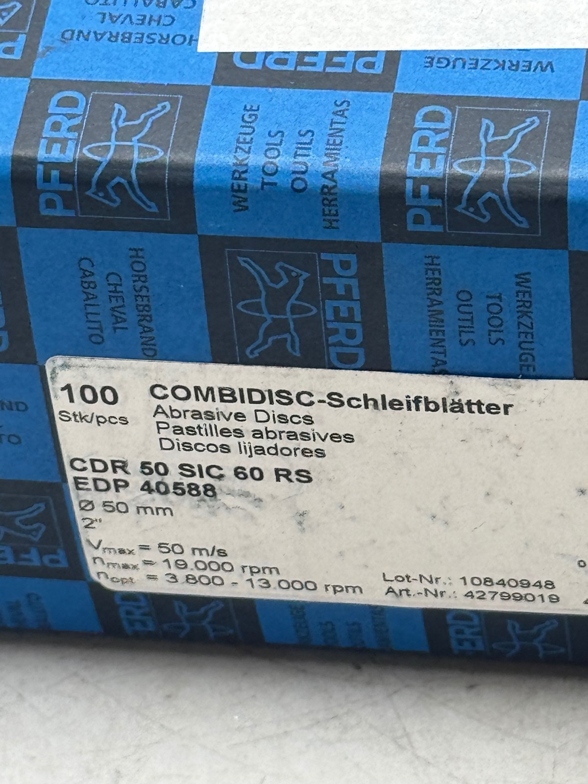 PFERD Abrasive Discs Combidisc 50mm SiC 60 Grit With QuickChange Stud 100pcs