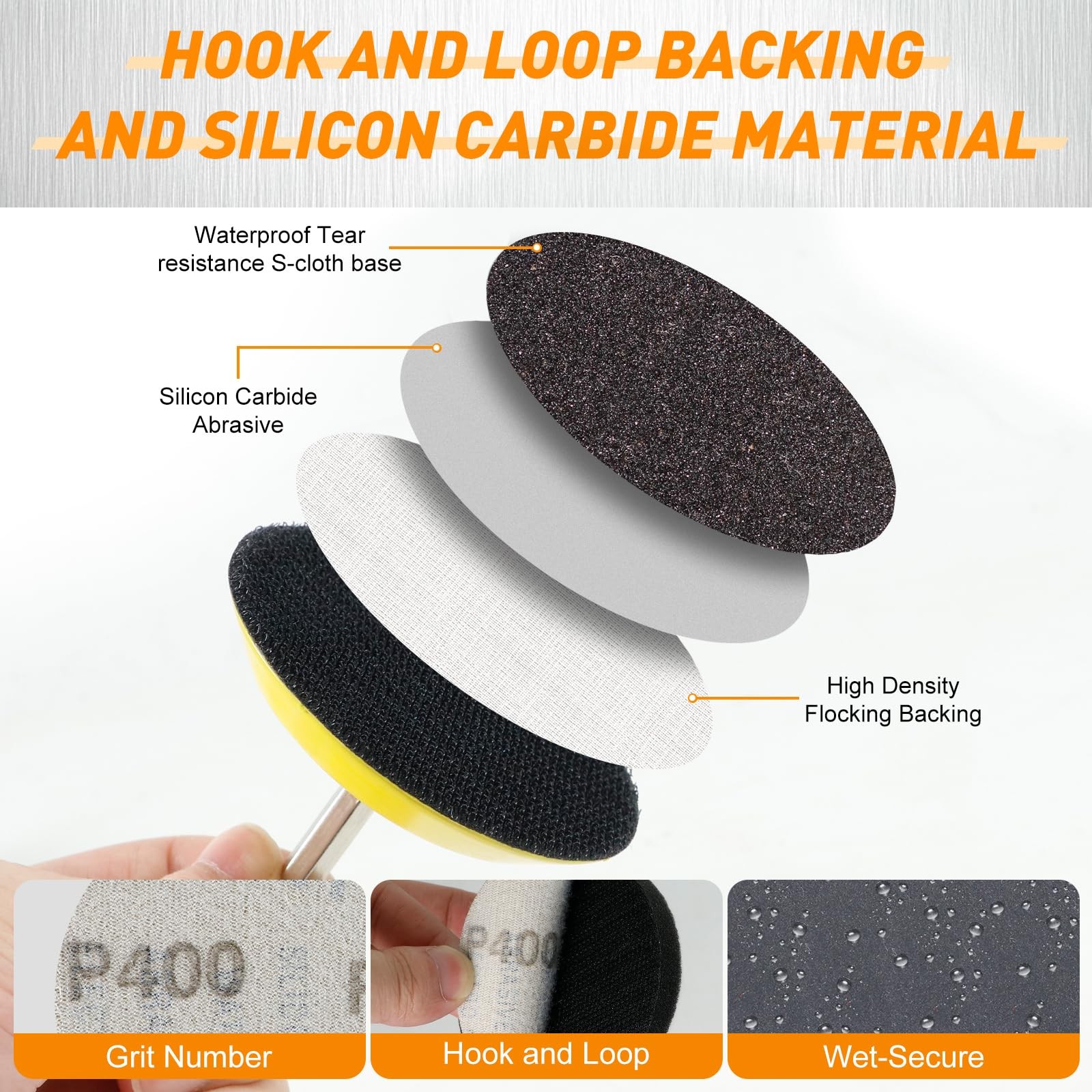 174 PCS 3 Inch Wet Dry Sanding Discs Grit 60 80 120 150 180 240 320 400 600 8…