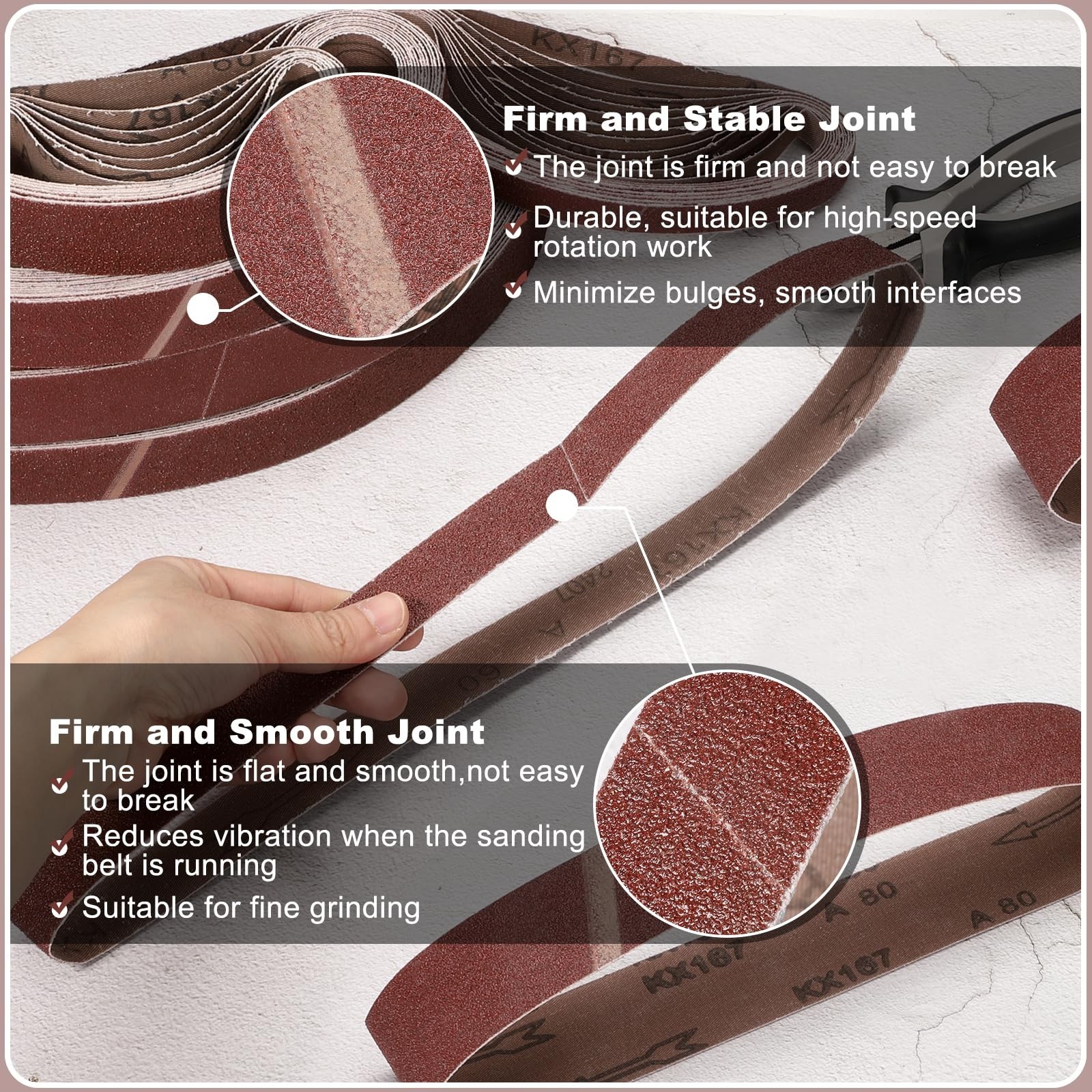 3″x24″ Sanding Belts – 18 Pcs Aluminum Oxide Grits 40/80/120/150/240/400 for Woo
