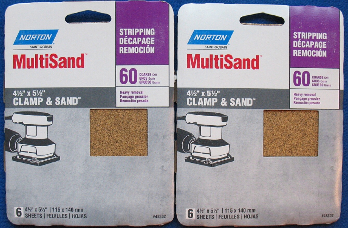 2 Pack – Norton 48302 MultiSand 4-1/2 x 5-1/2 Clamp-On 60 Grit – 12 Sheets Total