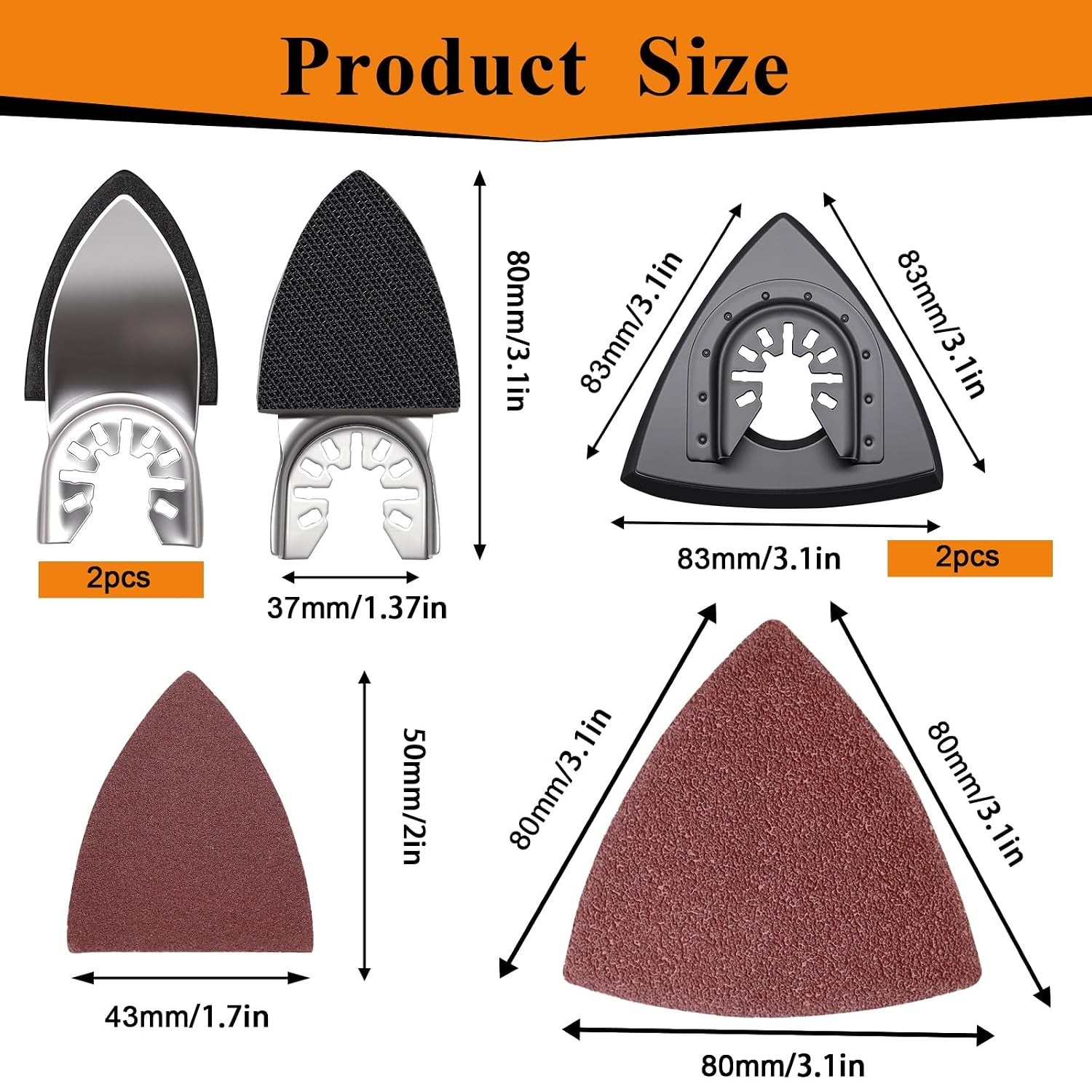 Versatile 114PC Sandpaper Set with Triangle & Finger Pads for Multiple Tools