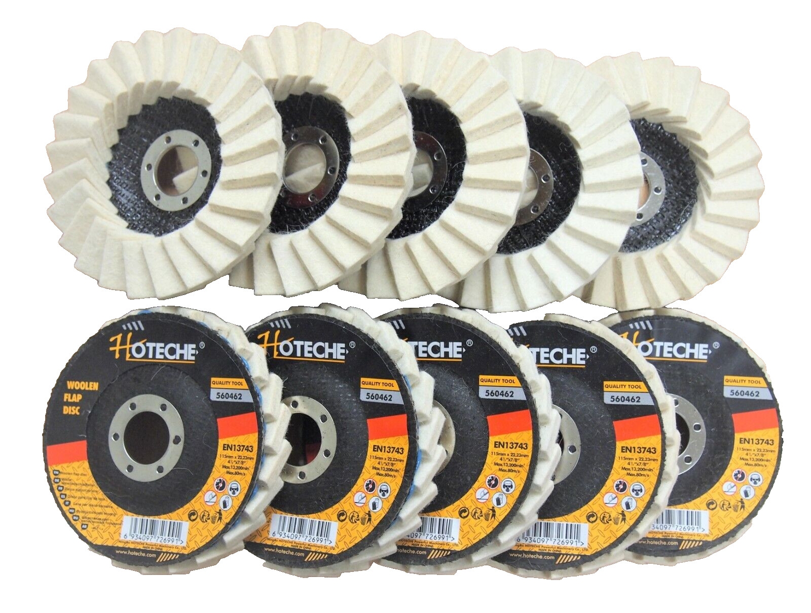 Lot of (10) Felt Wool Polishing Flap Disc Grinding wheel 4-1/2″ x 7/8″ 560462