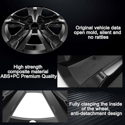 17 Inch Wheel Skins Compatible with 2010-2017 Chevrolet Equinox, Glossy Black