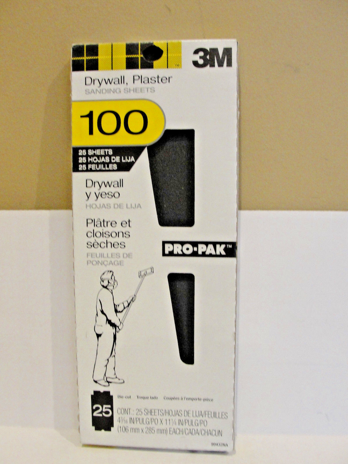 3M 99432NA Pro-Pak Drywall Sanding Sheet, 4-3/16″ x 11-1/4″, 100 Grit, 25-Count