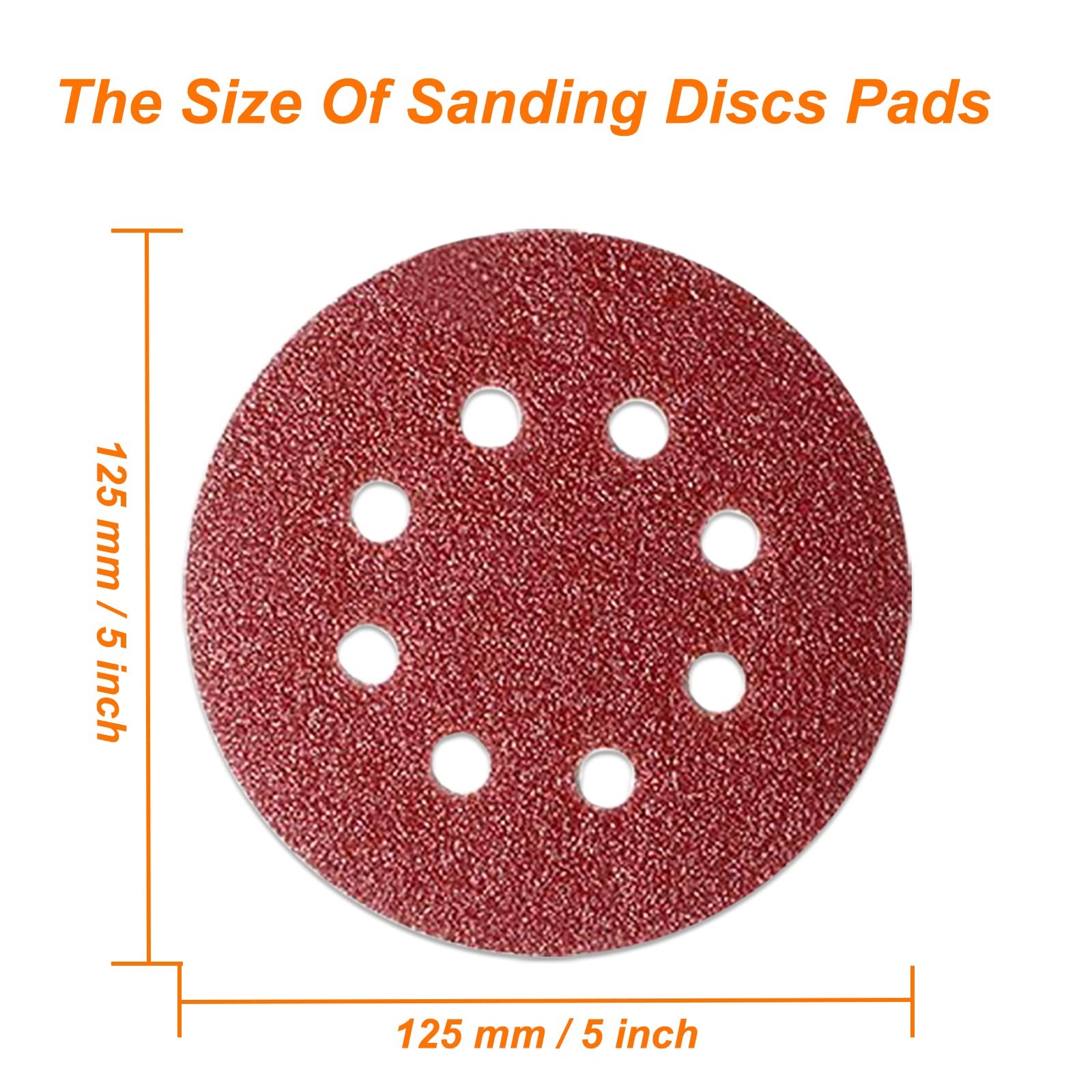 50Pcs 125mm 8 Holes Sanding Discs Pads Sanding Sheets, 5 Inch 40 Grits Hook a…