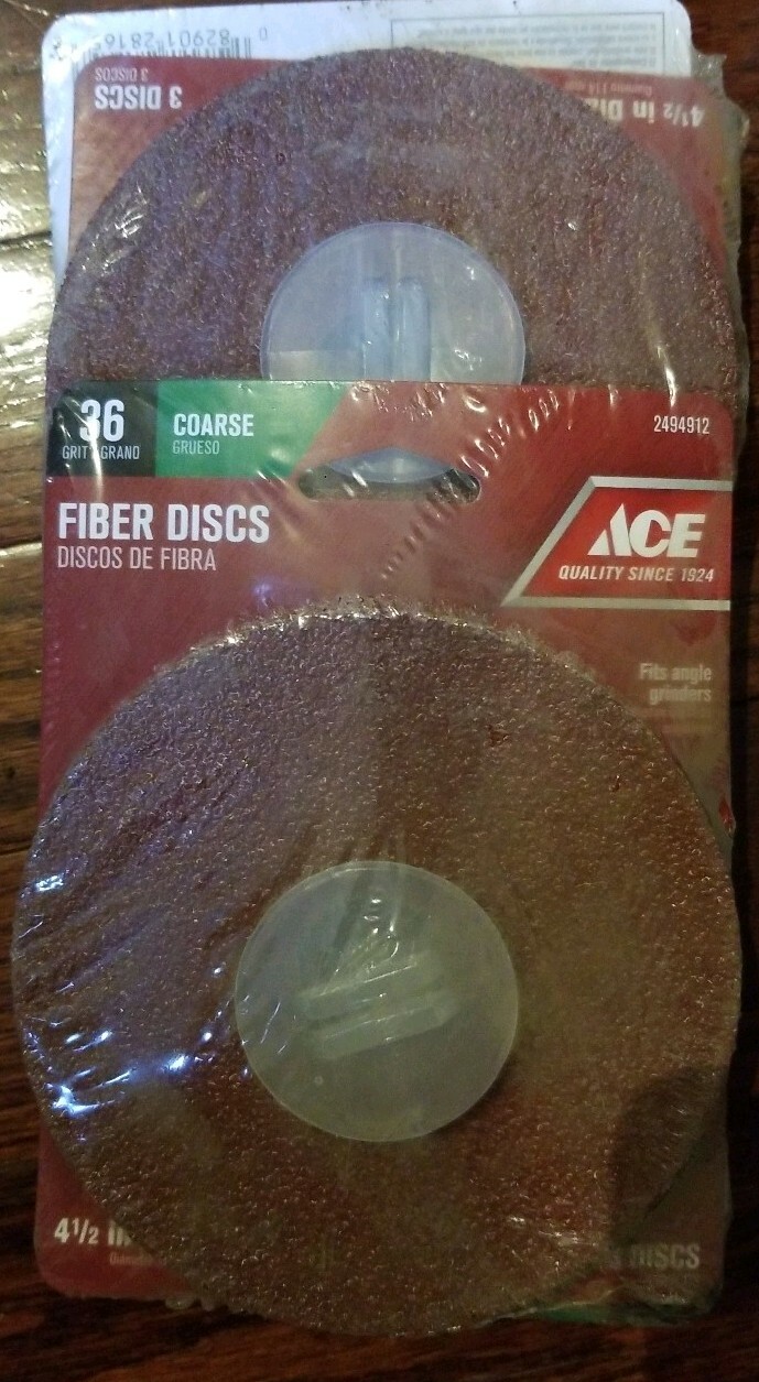 CASE OF 5 PACKS – Ace 4.5 IN. ALUMINUM OXIDE CENTER MOUNT FIBER DISC 36 GRIT NEW