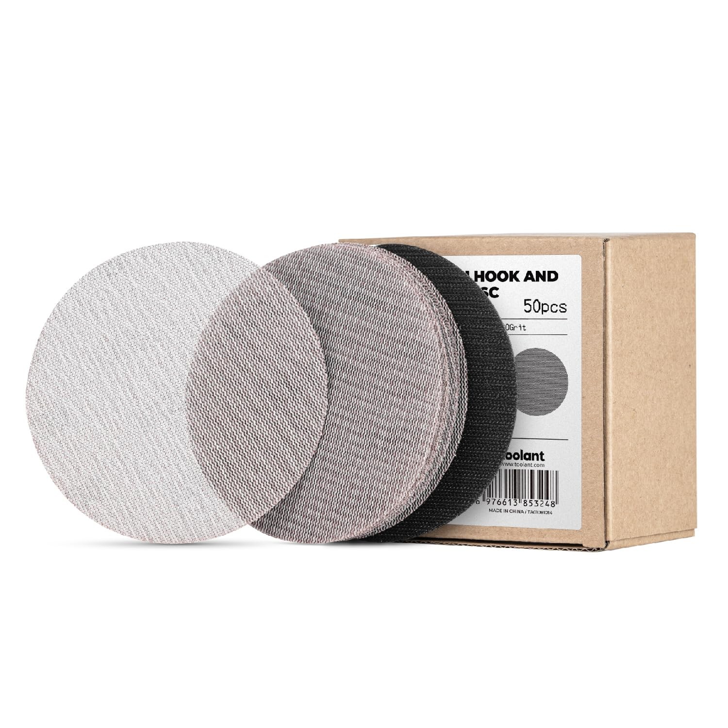 toolant Mesh Abrasive 6 inch Sanding Disc,Dust-Free 8 Hole Hook (320 grit 50pcs)