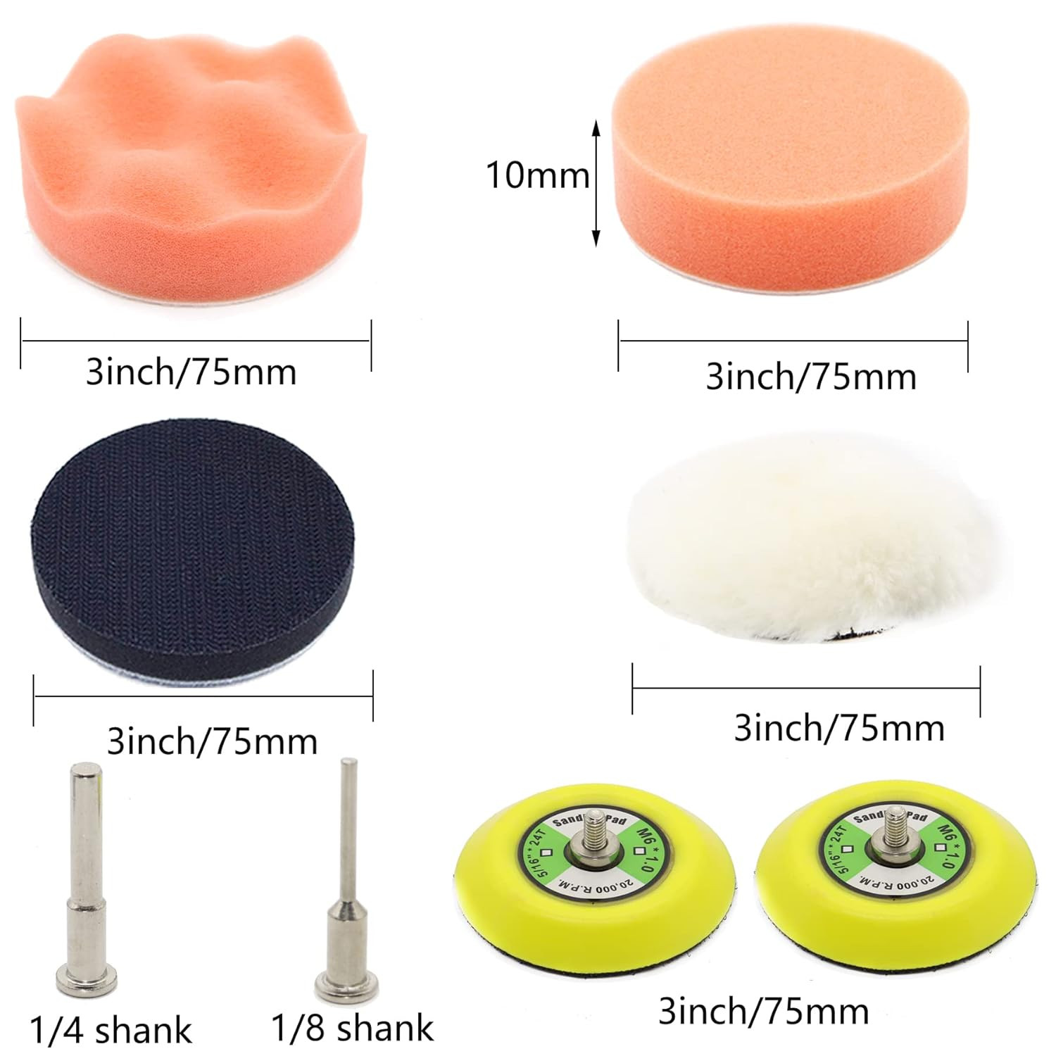 3 Inch Sanding Discs Drill Sanding Attachment Headlight Restoration Kit 60-10000