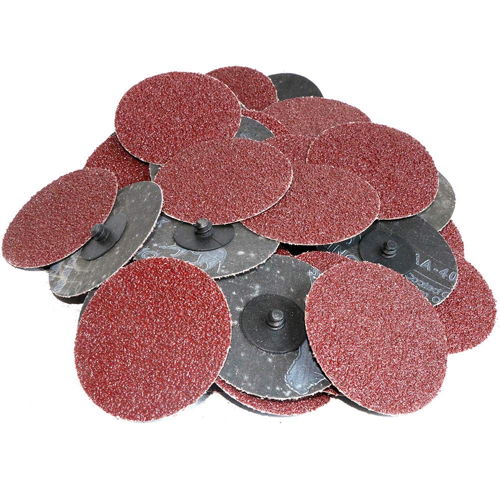FPPO Aluminum Oxide Grit 40 50Pcs 3 Inch Sanding Disc Roll Lock 3 inches, Red