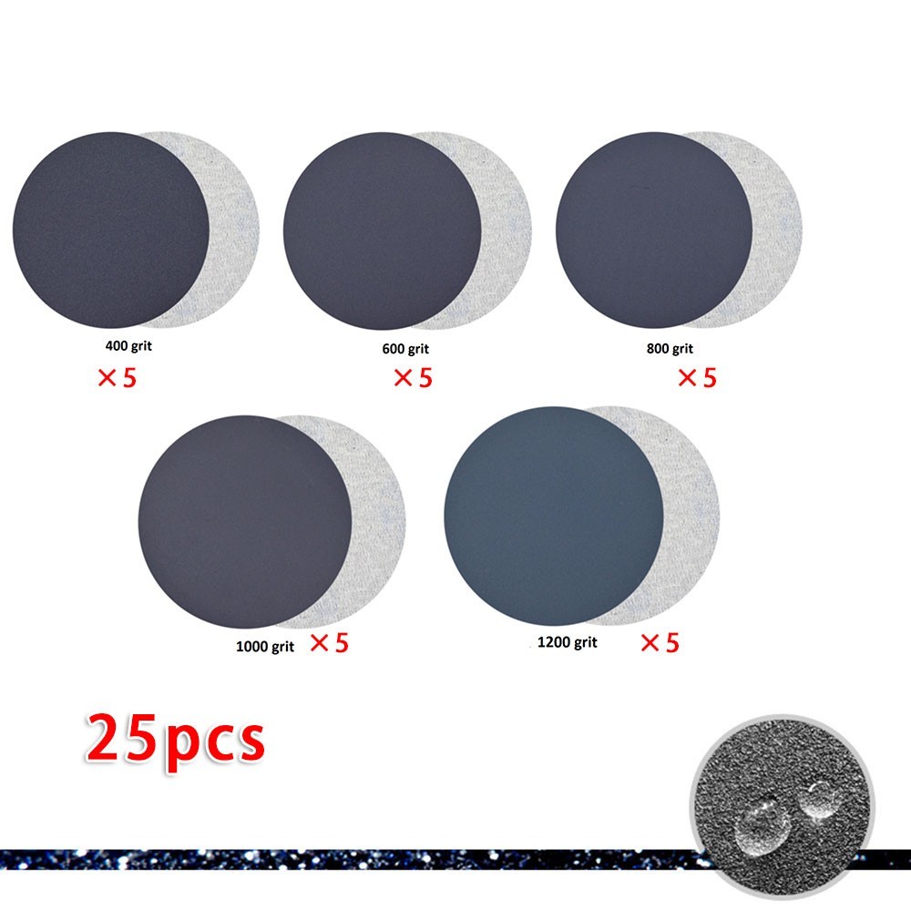 25pcs/set Wet 400 600 800 1000 1200 Grit Sandpaper Sanding Paper Sanding Discs