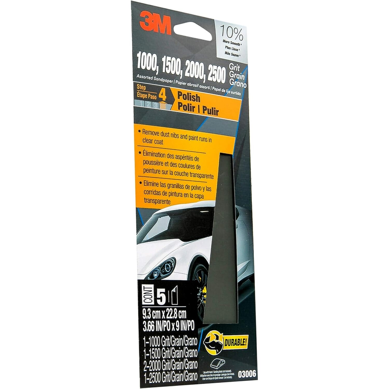 5 Sheets of Wetordry Sandpaper – 3-2/3 In x 9 In for Auto Body Repairs