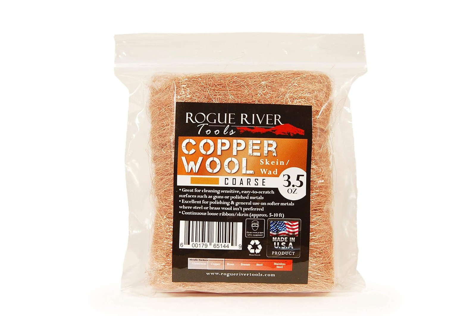 Copper Wool Coarse Grade 3.5 Oz Skein for Cleaning Polishing and Surface Care