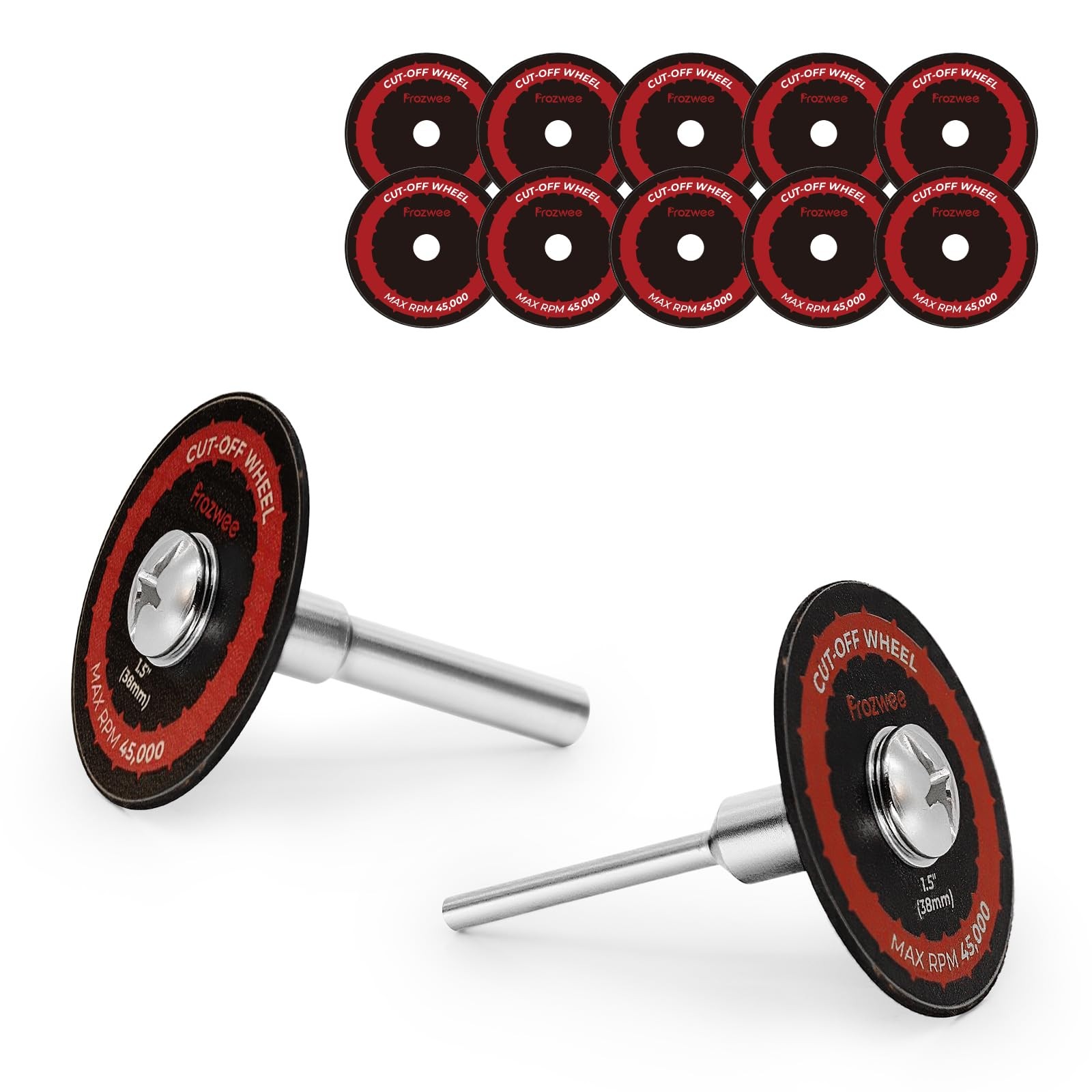 Prozwee 10 Pack 1.5″ Cut Off Wheels with 2 Shank(1/4″ Mandrel+1/8″ Red