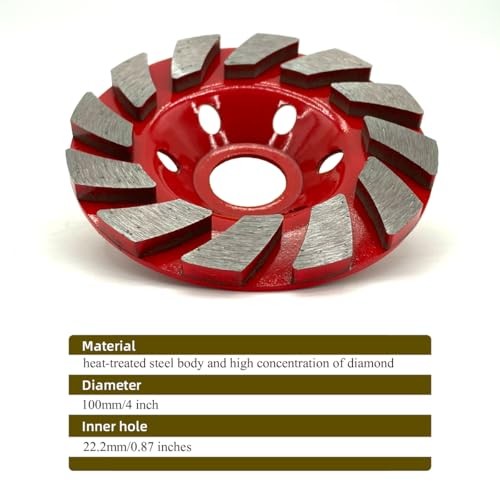 Pieces Turbo Concrete Grinder disc 4 inch Diamond Grinding Cup Wheel 12 Segs 6