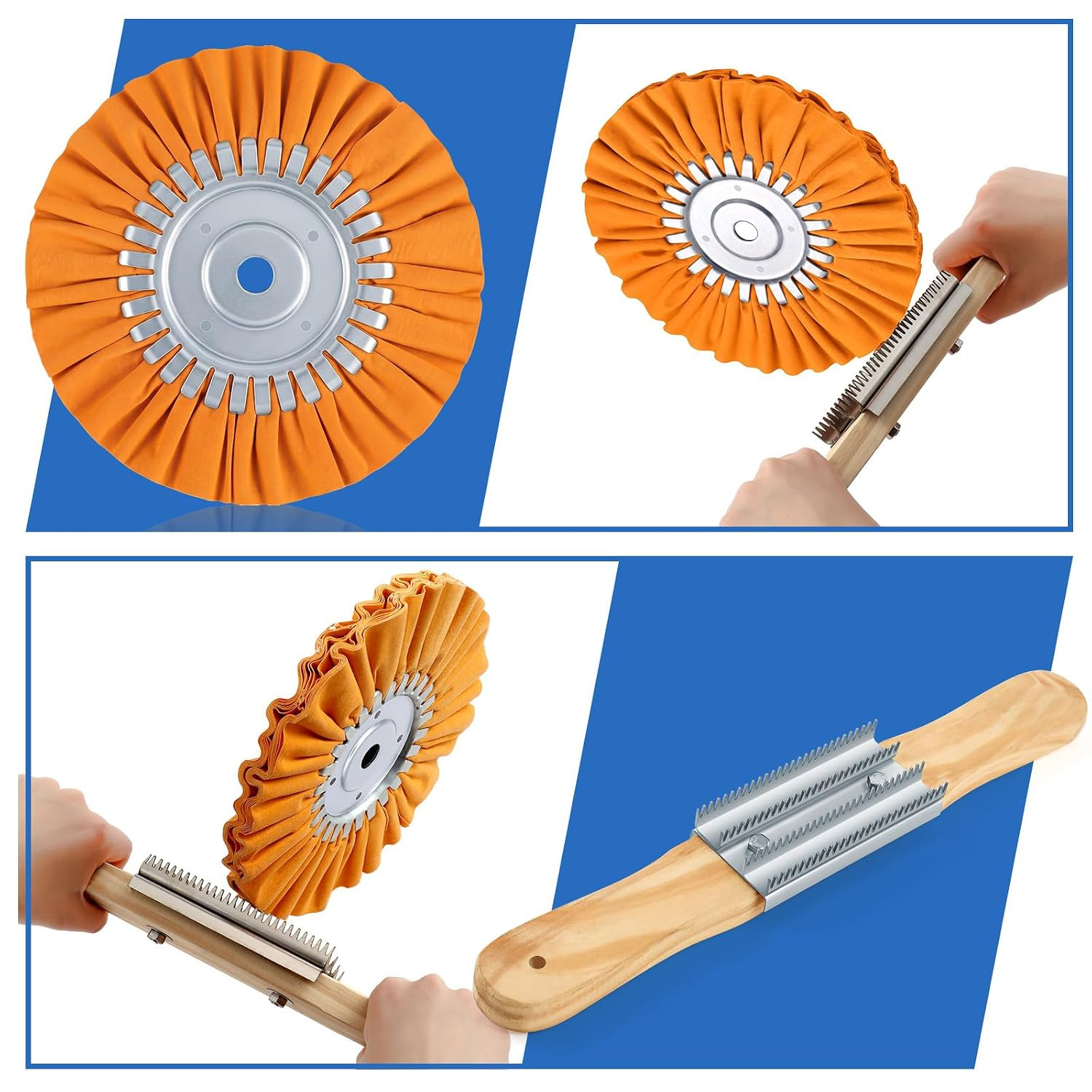 Liliful 12 Pcs 8″ Airway Polishing Wheel Kit in Diameter 5/8″, Metal Aluminum Bu