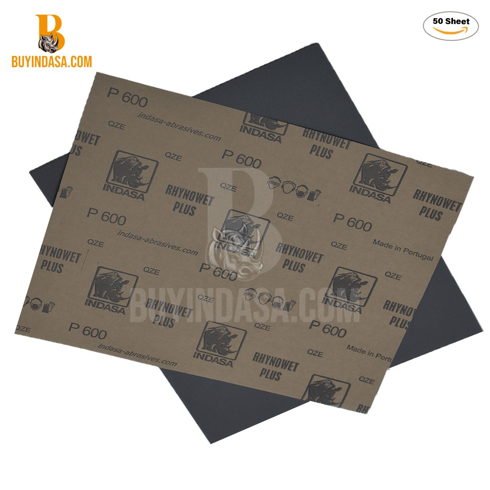 Indasa 50 PCS 9×11” Rhynowet Wet & Dry Sandpaper Sheets, 80-2500 Grit Range