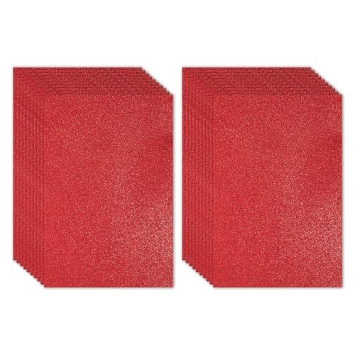 20 Sheets 2mm Glitter Foam Sheet, 16″ x 12″ Sparkle EVA Paper 16×12″ Red