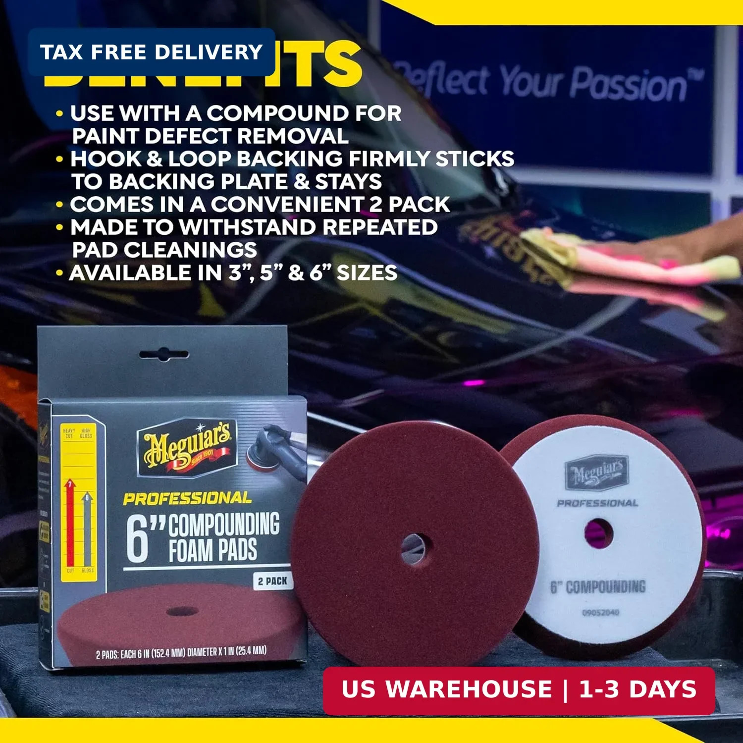 Meguiar’s 6″ Foam Pad 2 Pack Compound Polishing Pad Set