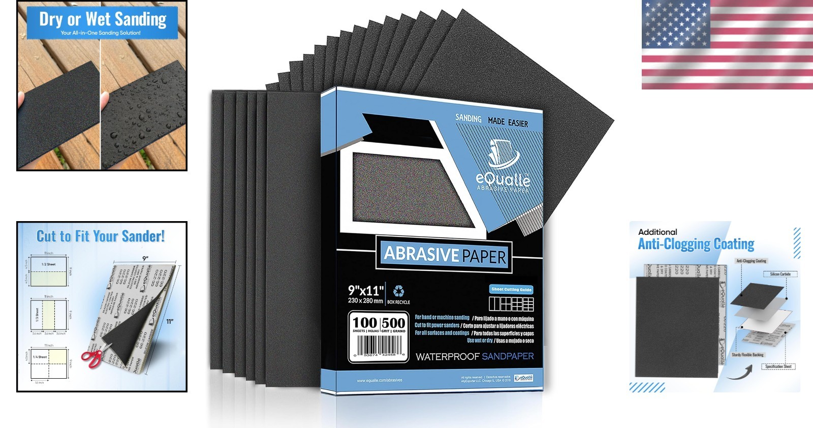 Sandpaper Bulk Pack 220 Grit 9×11 Sheets 100 Count Silicon Carbide for Wood