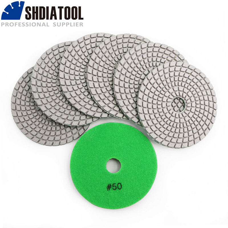 7pcs 100mm Wet Diamond Polishing Pads 4″ White Sanding Discs for Granite Marble