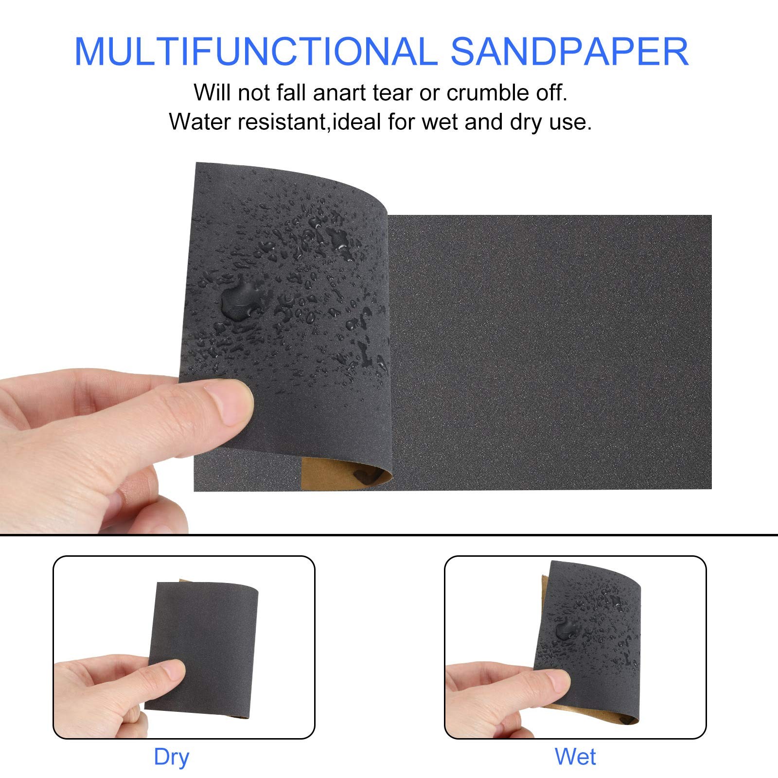 12 Dry Wet Abrasive Sandpaper Sheets Assorted Grit(400/600/800/1000/1200/1500)