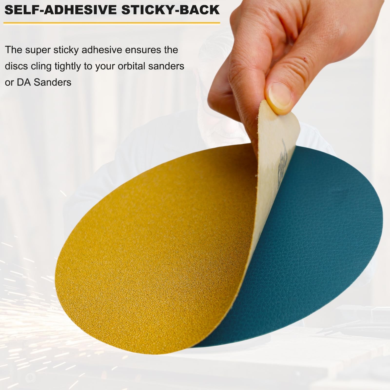 100 Pcs 6 Inch Sanding Discs Gold Grit Assortment for Automotive Wood Metal