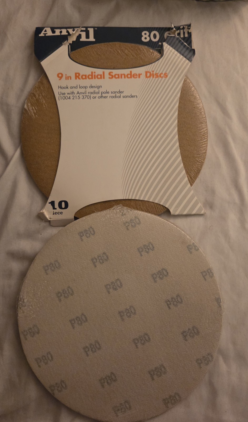 Anvil 9 inch Radial Sander Disk 80 Grit 20 Pieces New