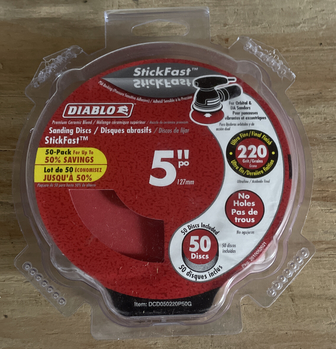 Diablo DCD050220P50G 50pk 5″ Stickfast Sanding Disc 220 Grit