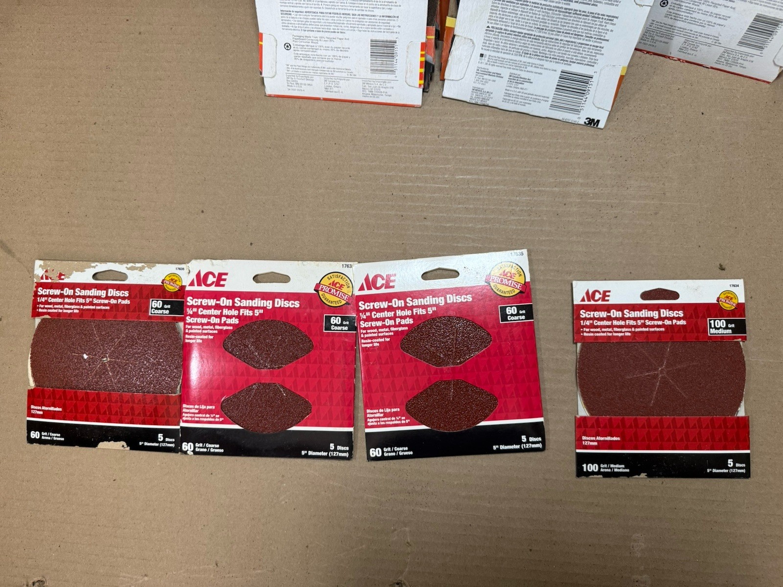 Ace Gator & 3M 4-1/2” & 5” Sanding Disc Set 50/60/80/100 Grit 112 Pcs Total