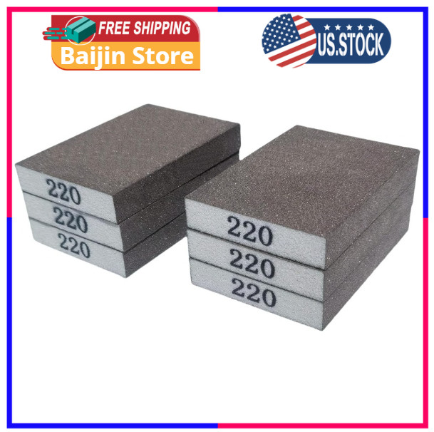 6 PCS 220 Grit Hand Sanding Blocks Set – Fine Sander Sponge, Wet and Dry…