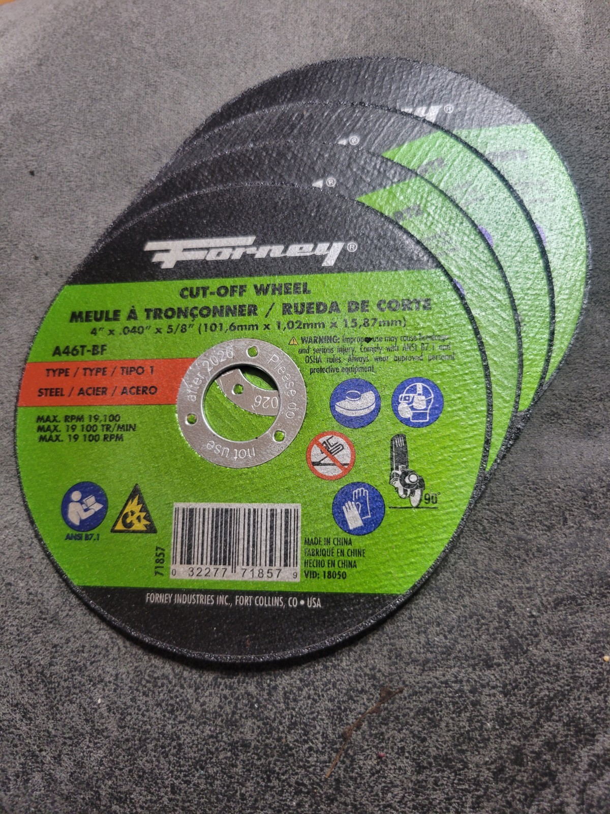 Lot Of 4 Forney 71857 Aluminum Oxide Metal Grinding Wheel 4 Dia. x 0.040 Thick
