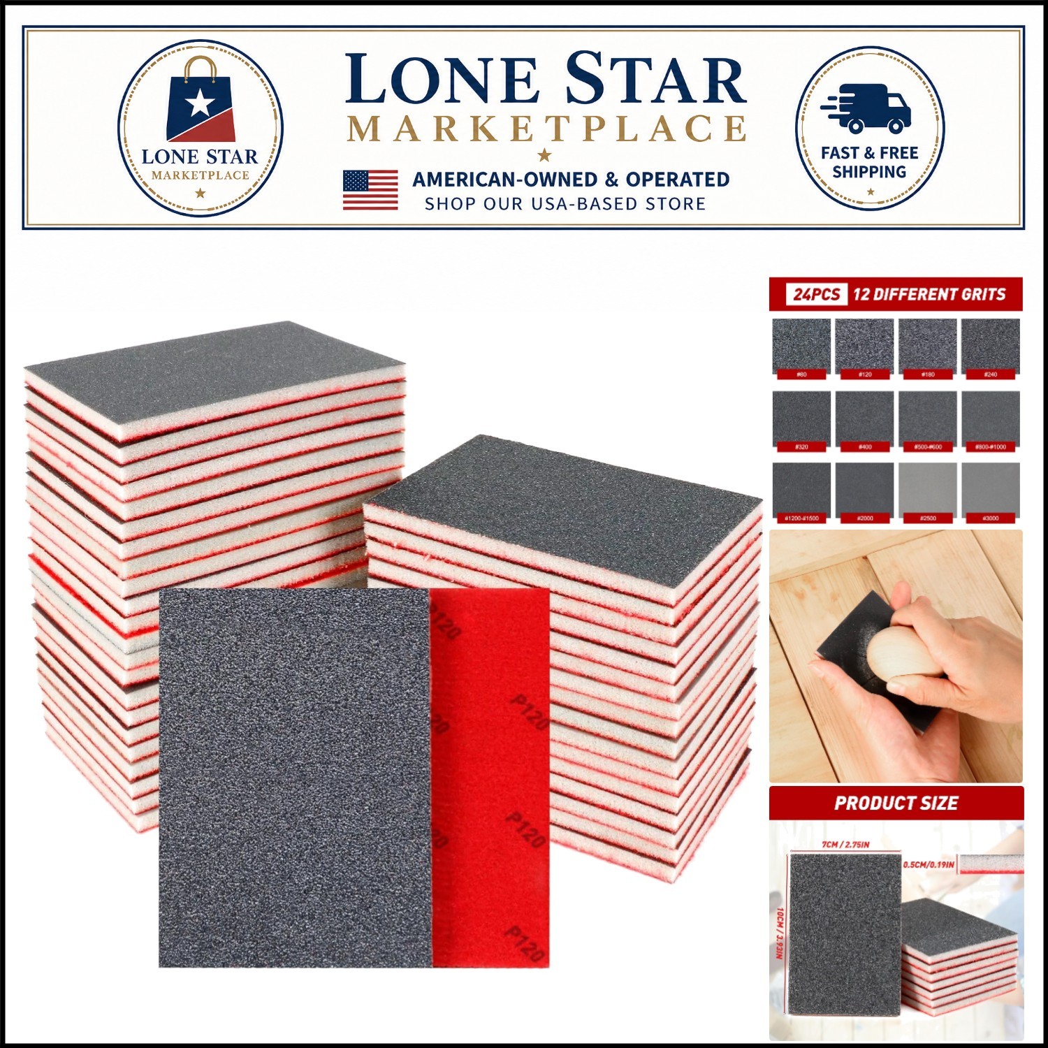 24 Pcs Aluminum Oxide Sanding Sponge Set – For Ultimate Surface Prep Efficiency