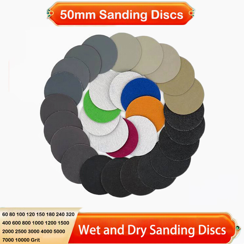50mm Wet & Dry Sanding Discs Hook & Loop Sandpaper Pads for Orbital Sander Paper