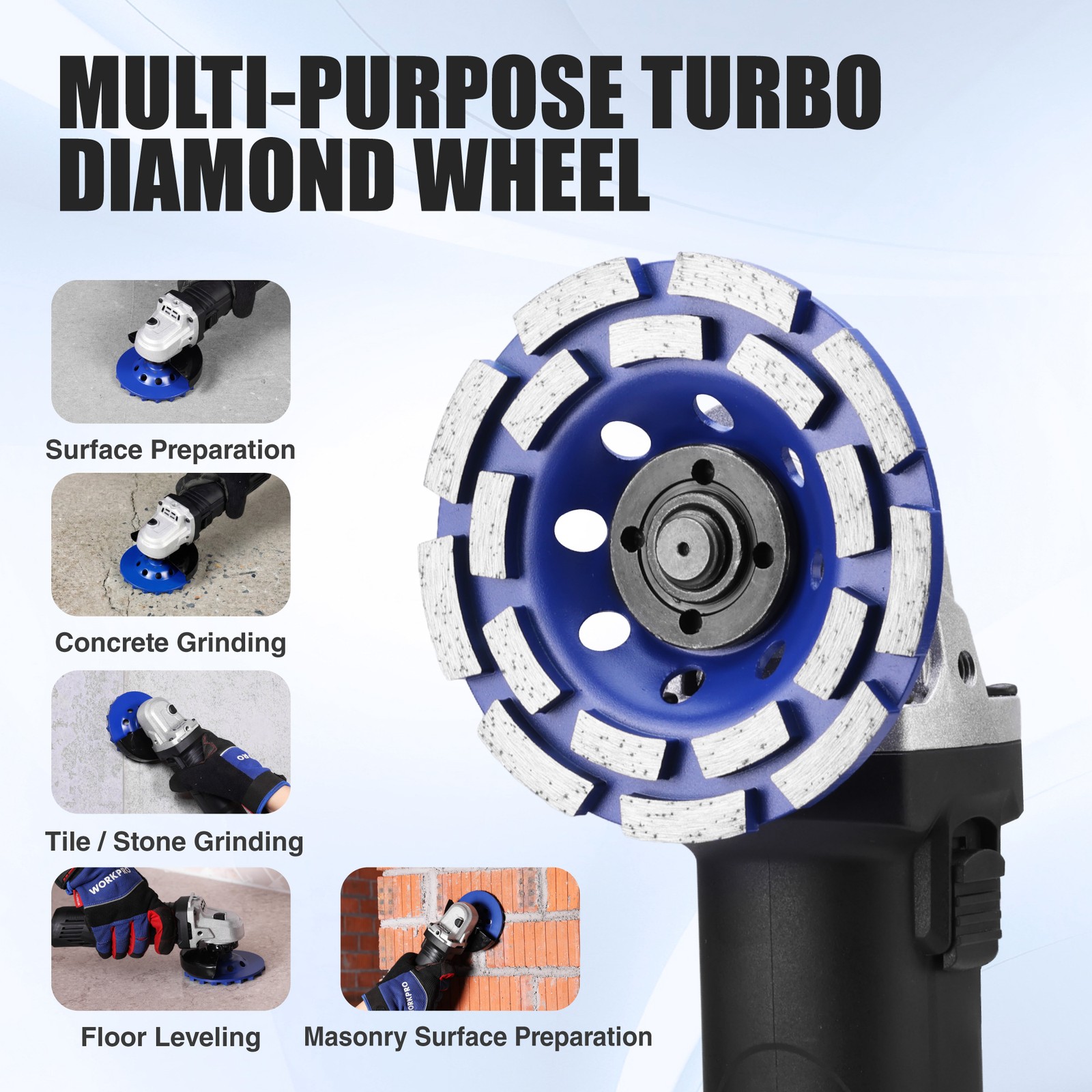 WORKPRO 4.5 Inch Diamond Cup Wheel Concrete Grinding Disc Turbo Grinding Wheel