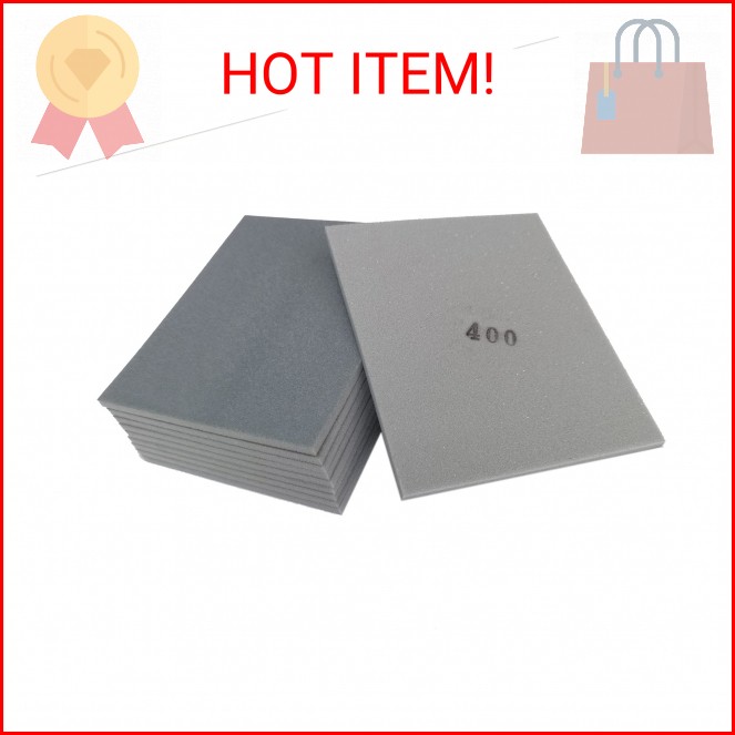 SACKORANGE 10 PCS 400 Grit 4.5 x 5.5 Inch Sanding Sponge Set, Wet or Dry Hand Sa