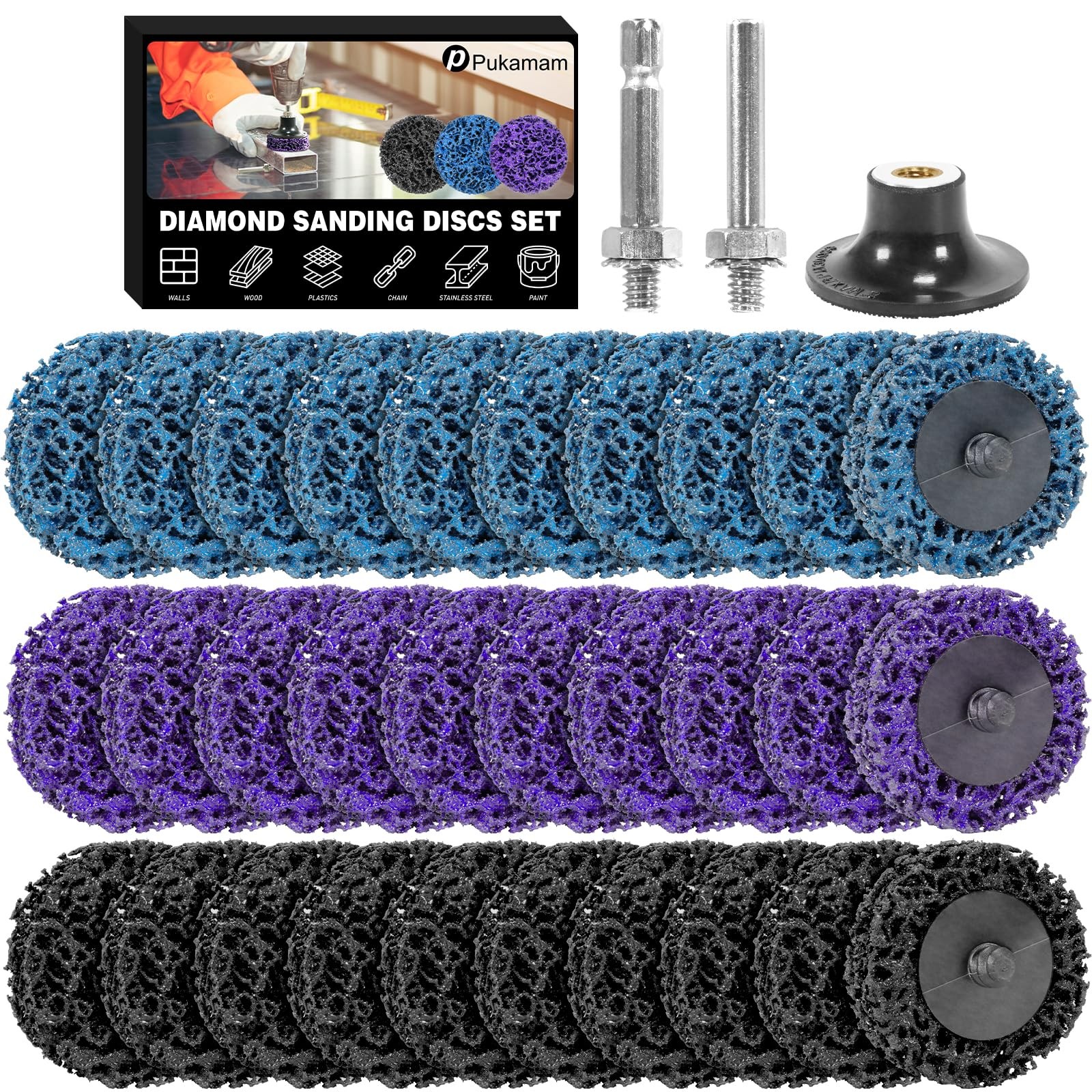33 Pcs Diamond Sanding Discs Set, 2″ Quick Change Easy Strip Wheels for Drill…