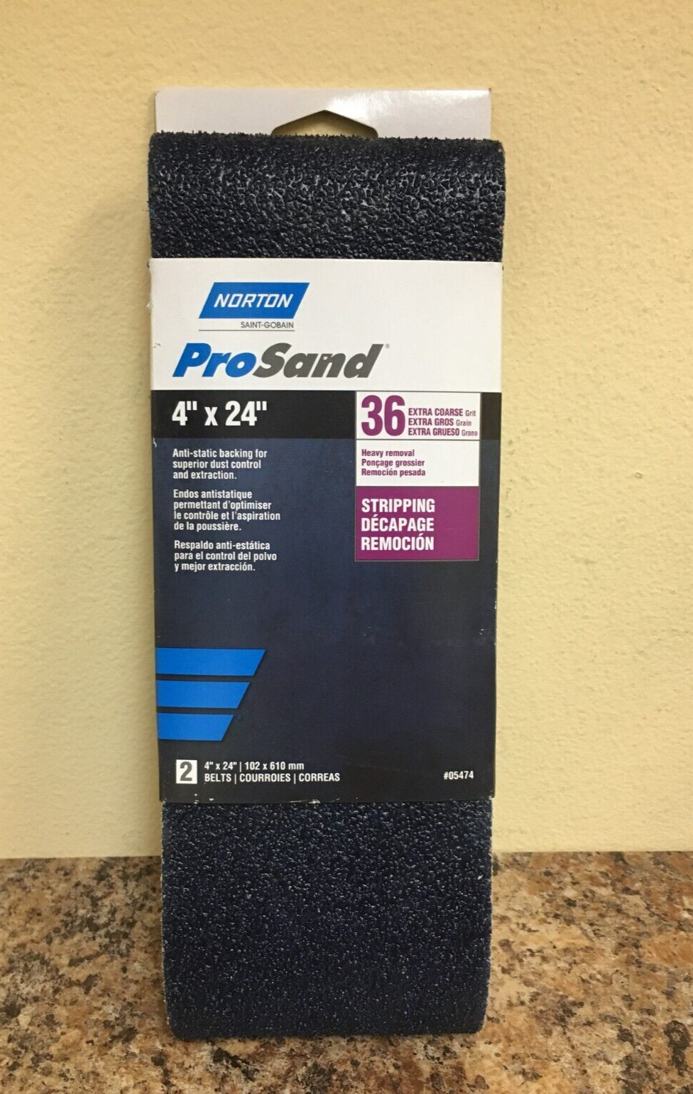 Norton 05474 ProSand 4” X 24” 36 Grit Extra Coarse Sanding Belt Pk of 2