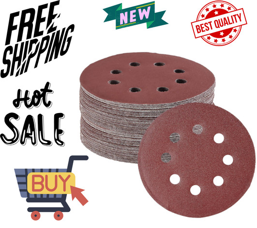 30Pk 5″ 8-Hole Sanding Discs Hook and Loop Round Sandpaper Orbital Sanding Pads
