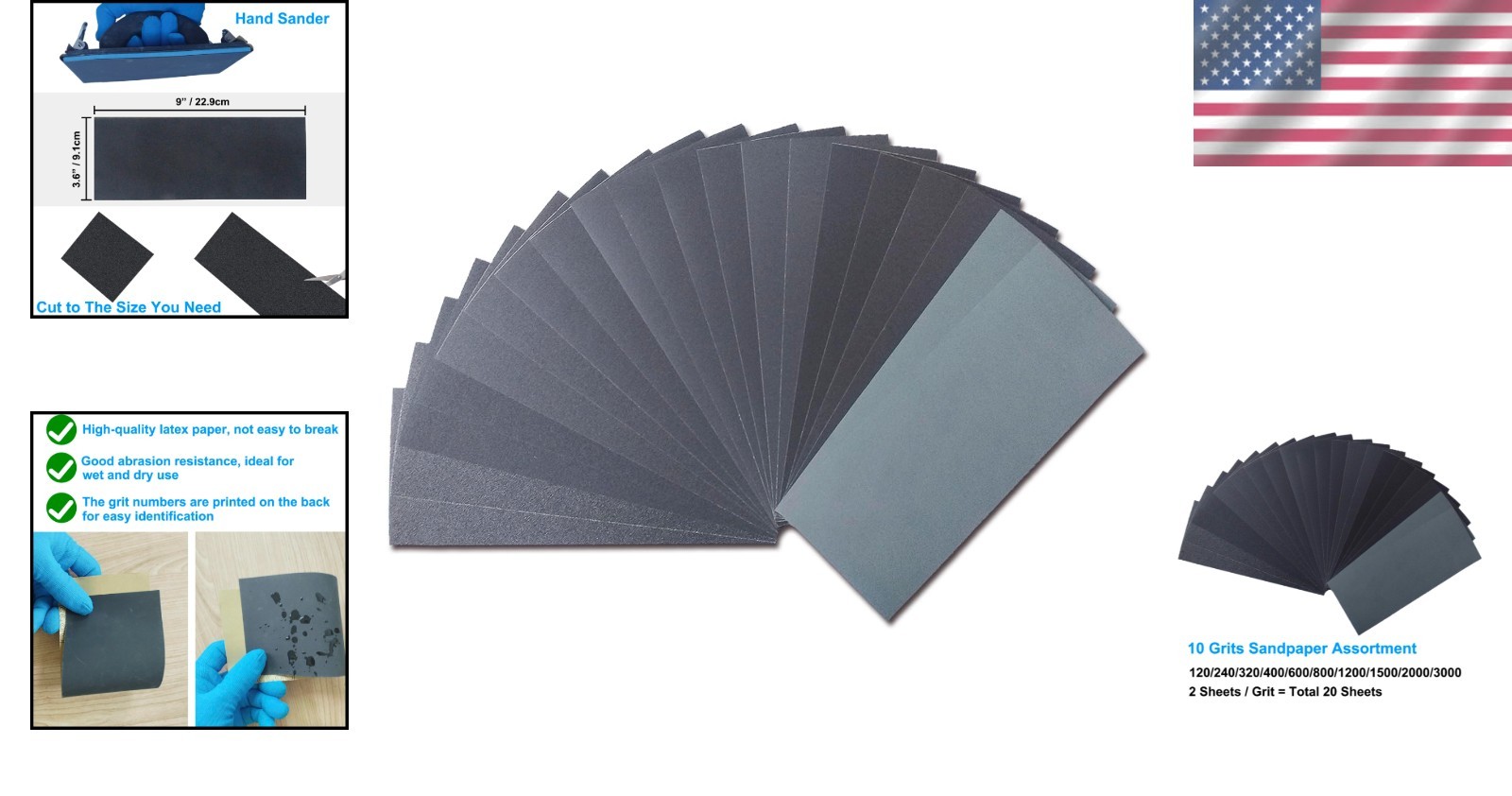 Comprehensive Sandpaper Variety Pack – 20 Sheets, Multi Grits for All Uses